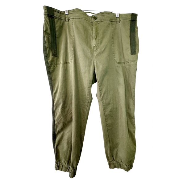 Anthropologie Pants - Anthropologie Olive Green Utility Tech Jogger Pants Contrast Stripe Womens 18W